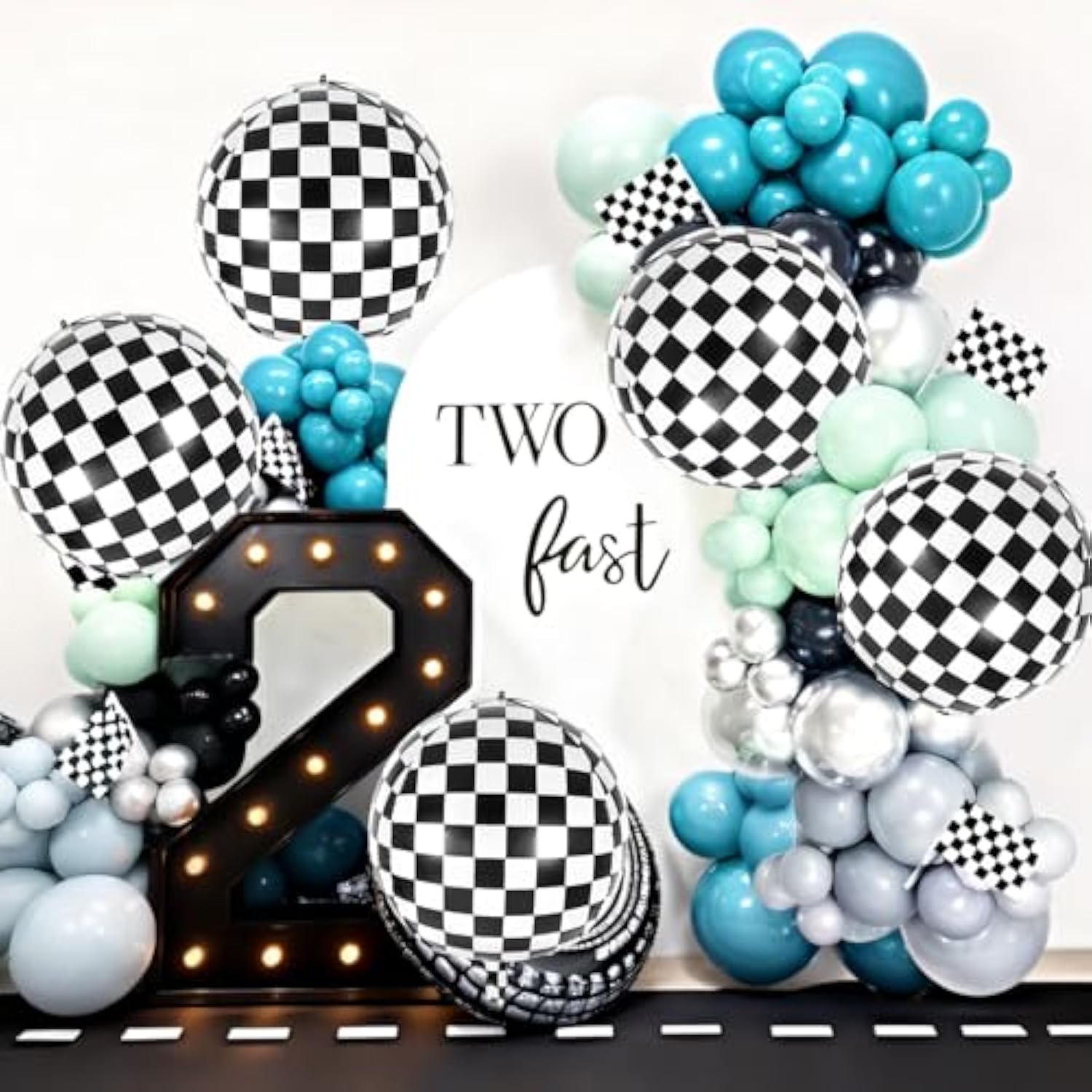 6 Pcs Checkered Balloons: 22 Inch Black & White Foil for Race Car Party