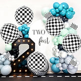 6 Pcs Checkered Balloons: 22 Inch Black & White Foil for Race Car Party