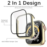 Miimall Compatible with Apple Watch 38mm Metal Case Cover Tempered Glass Screen Protector, Touch-Sensitive Anti-Scratch Shockproof Metal Bumper Cases Cover for Apple Watch 38mm Series 3 2 1(Gold)