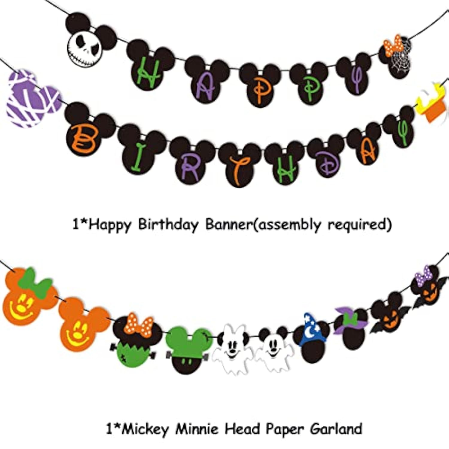 92Pcs Mouse Halloween Party Kit Banner Cake Topper Cupcake Toppers Balloon Arch
