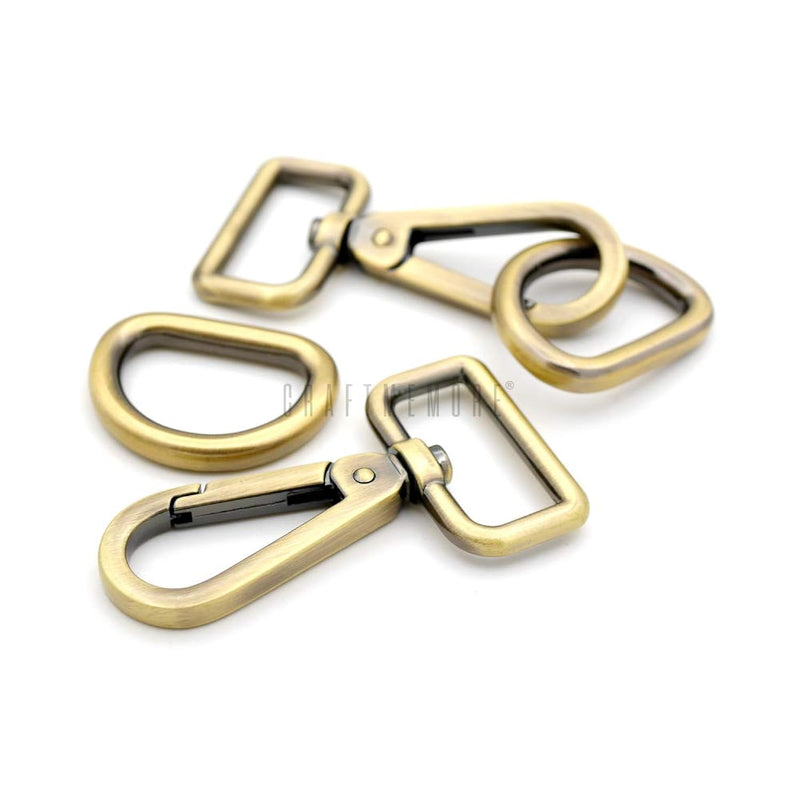 2 Sets 1" Swivel Push Gate Snap Hooks Lobster Claw Clasp With 1 Inch D-Rings P