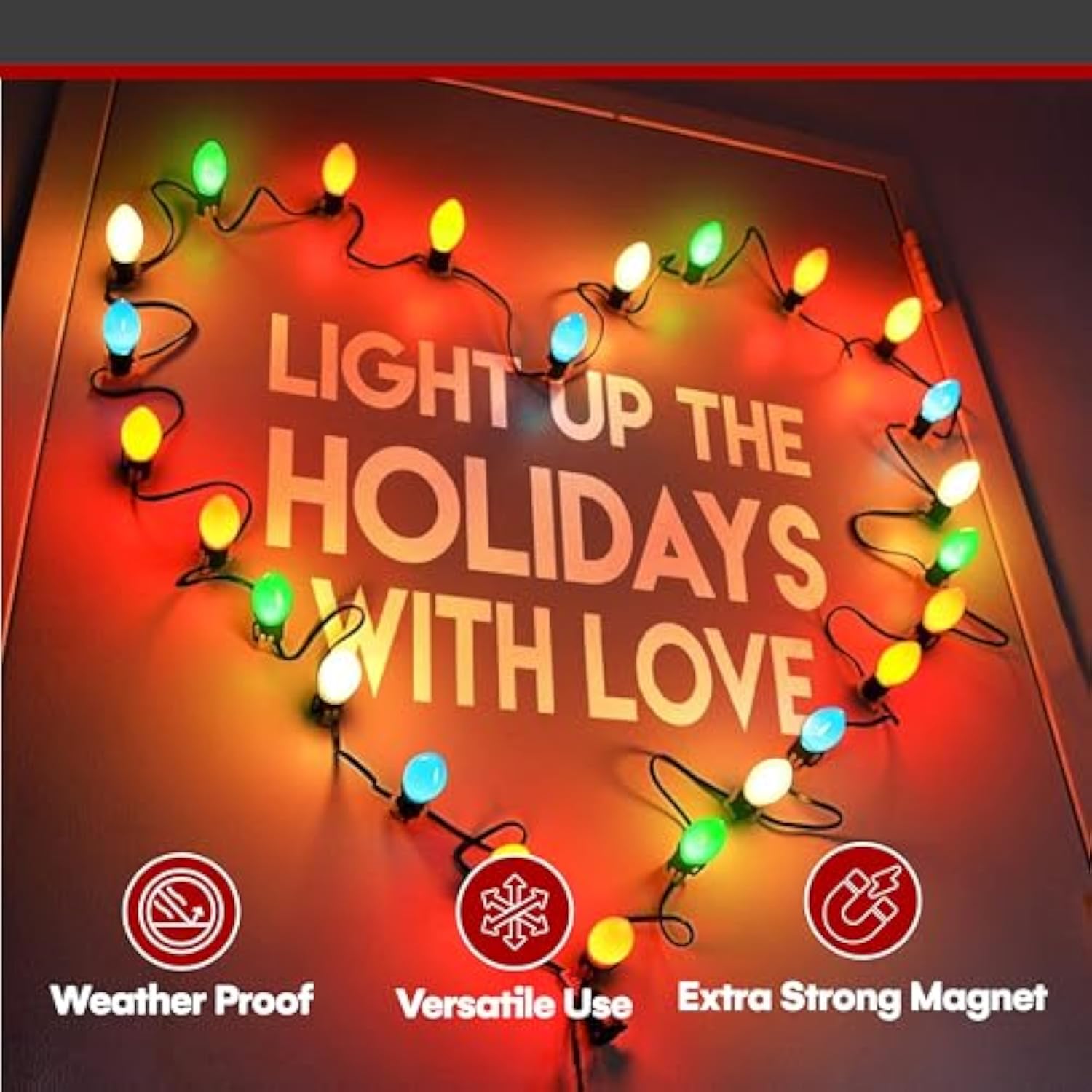 100 Pack Extra Strong Magnetic Christmas Light Clips For Outside String Lights - Weather-Resistant Xmas Lights Hooks For Roof, Outdoor Magnet Clips For Gutter And Fence - Shatterproof