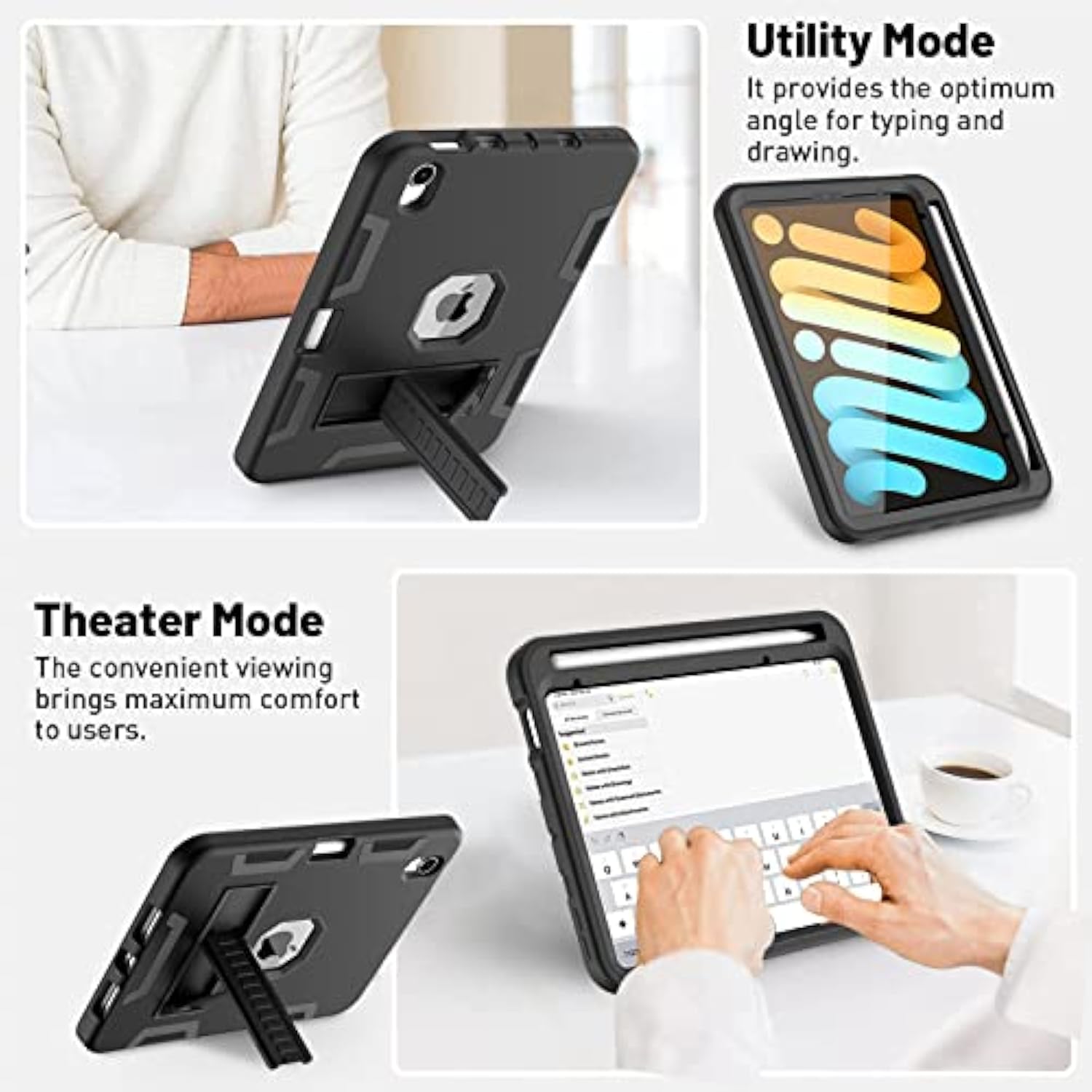 Ipad Mini 6 Case (2021) With Screen Protector, Kickstand Shockproof Heavy Duty