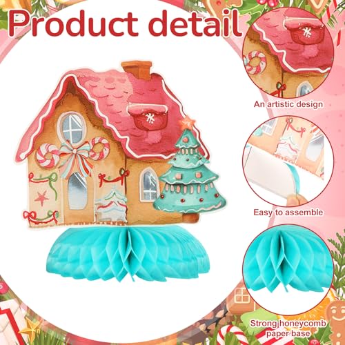 12 Pcs Christmas Gingerbread Honeycomb Centerpieces Table Decor