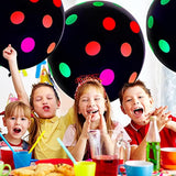 10 Pcs 18 Inch Large Neon Glow Balloons Glow In The Dark Party Supplies Uv Polka Dot Blacklight Fluorescent Reactive Balloons For Birthday Wedding Neon Party Decorations Supplies(Black)