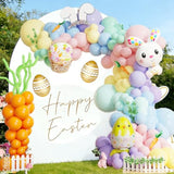 167Pcs Easter Balloon Garland Arch Kit, Pastel Purple Pink Blue Yellow Green Carrot Balloons With Bunny Chick Foil Balloons For Easter Spring Baby Shower Birthday Party Decorations