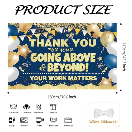Large Employee Appreciation Banner - Thank You Backdrop for Staff Office