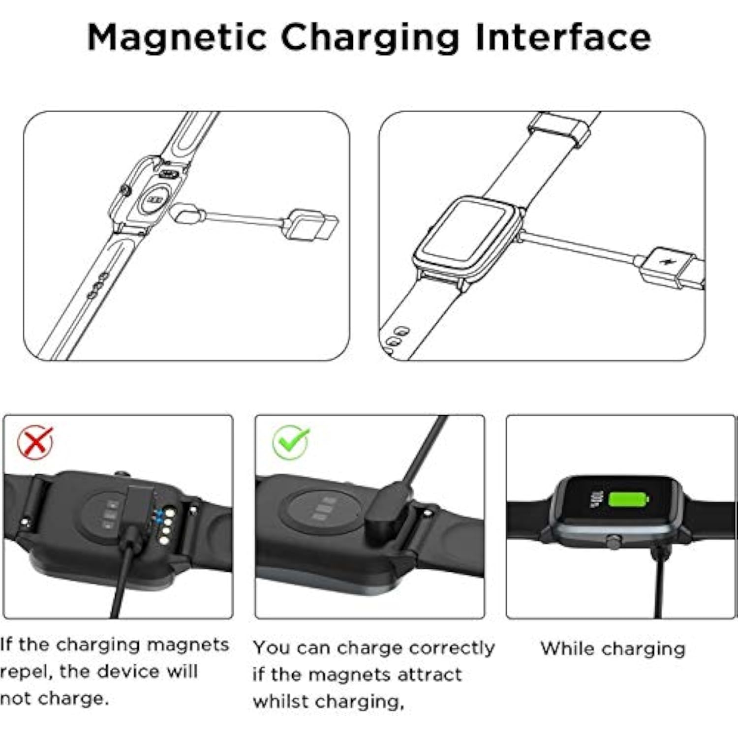 Compatible With Lige I9M Smart Watch Charger, Magnetic Usb Charging Cable Replacement Charger Cable Compatible With Lige I9M 1.3 Inch Watch/Morepro Ft26 Smart Watch/Fitvii Ft26 Fitness Tracker