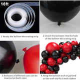 Red And Black Balloon Arch Kit, 114Pcs Red And Black Balloons, 4 Sizes Black Red Balloons For Casino Theme New Year Birthday Party Decorations