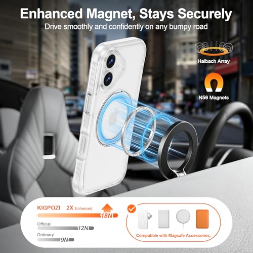 iPhone 17 Case with Stand, 360 Magnetic Ring Stand, Military-Grade Protection [Compatible with MagSafe] Shockproof Case for iPhone 17, 6.3 inch, Slim