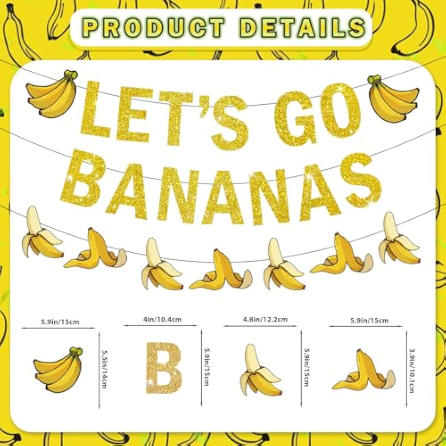 Banana Party Decorations Let's Go Bananas Banner Hanging Swirls Fruit Themed Decor
