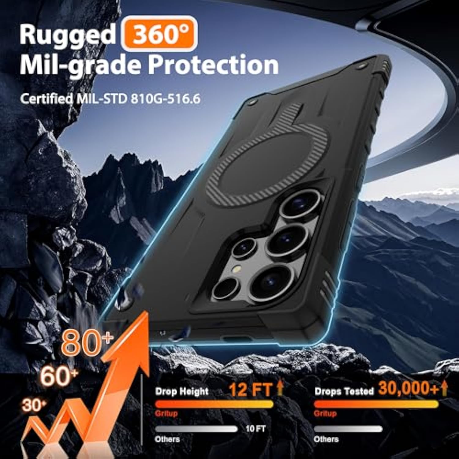 For Samsung Galaxy-S24-Ultra-Case With Magsafe, 2×Screen Protector, S24 Ultra Magnetic Phone Case Anti-Fingerprint Military Grade Shockproof Protective Cover For Galaxy S24 Ultra,Black