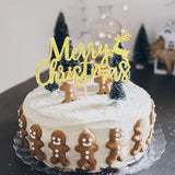 Gold Glitter Reindeer Merry Christmas Cake Topper Holiday Party Decor