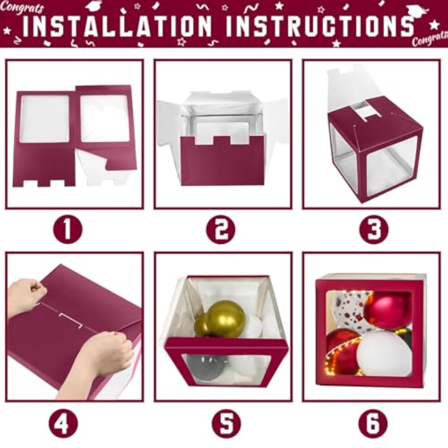 Maroon Themed 2025 Graduation Decorations Set - Balloons Boxes With Letters 2025 Grad So Proud Of You - Complete Party Supplies For High School & College Celebrations