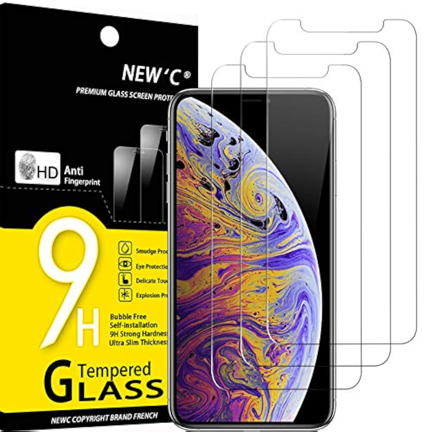 3 Pack Designed For Iphone 11 Pro Max And Iphone Xs Max Screen Protector (6.5"), Enhanced Tempered Glass Protection, Case Friendly, Ultra Resistant