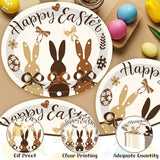 50 Pcs Easter Oval Paper Plates, 12.2 X10.2 Inch Heavy Duty Disposable Plates, Brown Tone Bunny Egg Design Easter Decorations Platters, Spring Tableware for Family Gathering Holiday Party Supplies