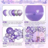 171Pcs Purple Butterfly Balloons Arch Garland Kit, Purple Silver Different Sizes Lavender Lilac Butterfly Foil Balloons For Baby Bridal Shower Birthday Party Decoration