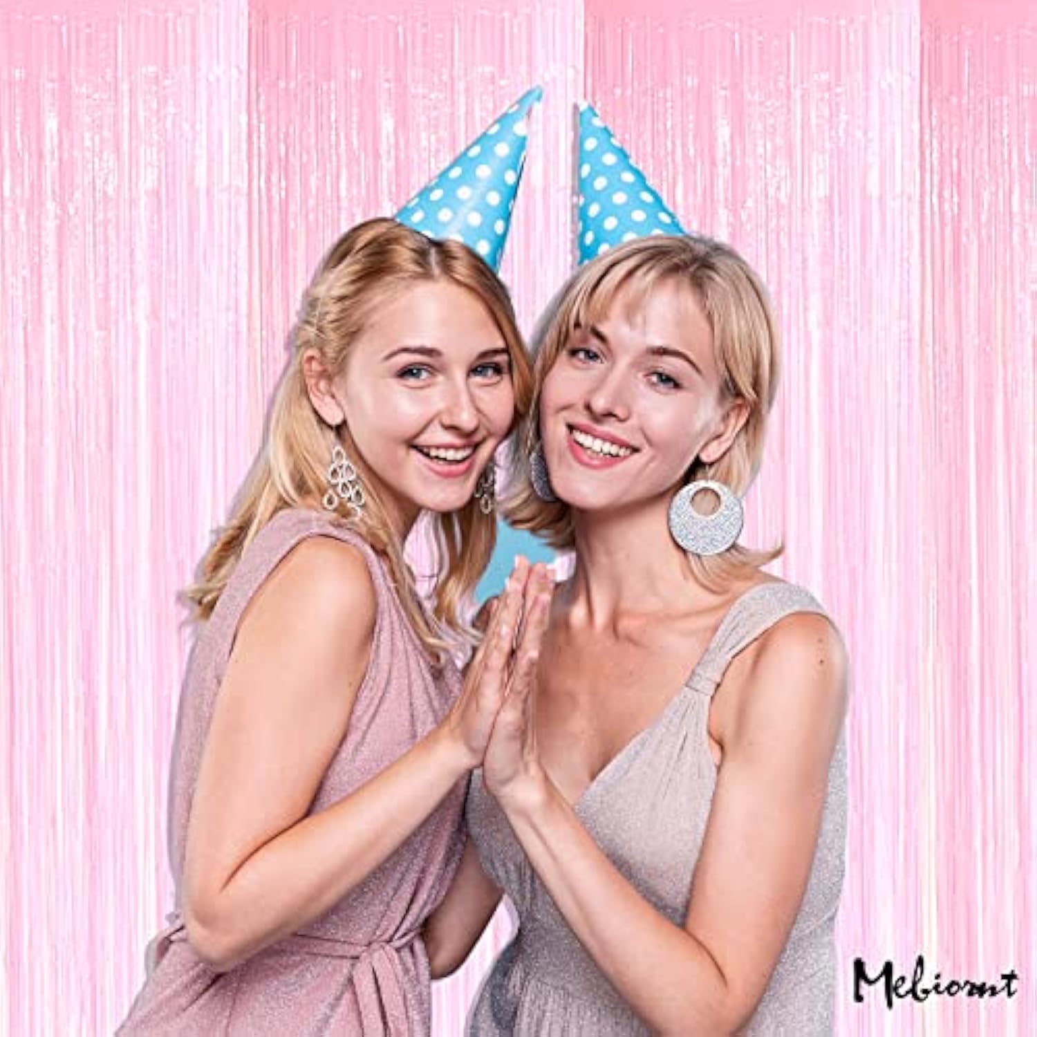 4 Pack Fringe Curtain Backdrop, 3.2Ft X 6.6Ft Pink Metallic Tinsel Foil Fringe Streamers Background For Photo Booth Birthday Wedding Baby Shower Carnival Easter Mother’S Day Party Decorations
