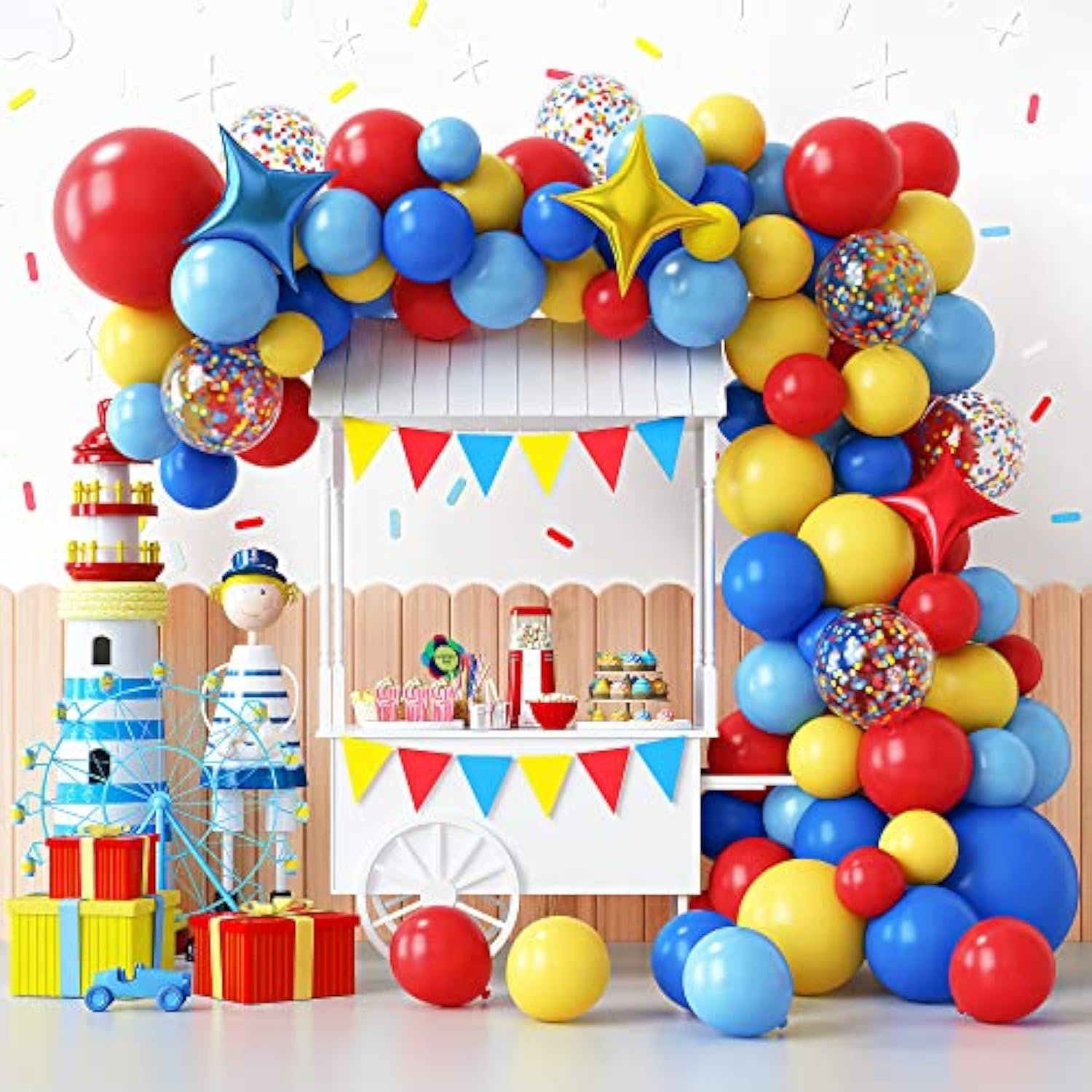 Carnival Circus Balloon Garland Arch Kit 120pcs Red Blue Yellow Party Decor