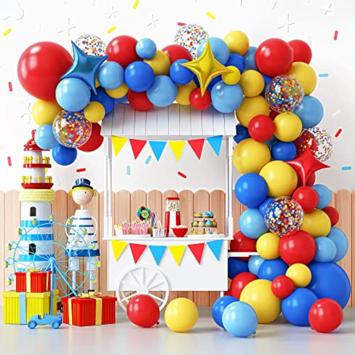 Carnival Circus Balloon Garland Arch Kit 120pcs Red Blue Yellow Party Decor