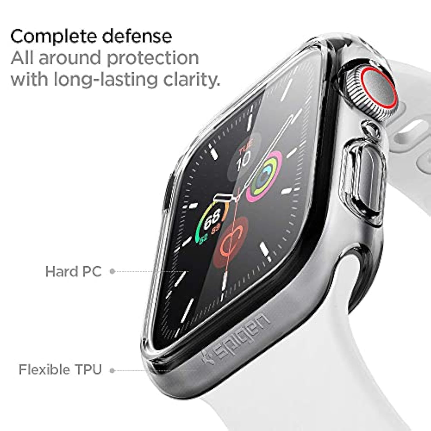 Spigen Ultra Hybrid Designed for Apple Watch Case with Screen Protector for Series SE3/SE2/6/SE/5/4 (44mm) - Crystal Clear