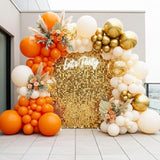 150 Pcs Orange Ivory Gold Balloon Arch Kit Confetti Garland Fall Party Decor