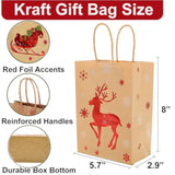 12 Packs Christmas Gift Bags With Handles 8X6 Inches Small Christmas Kraft Paper Bags For Holiday Xmas, 6 Style
