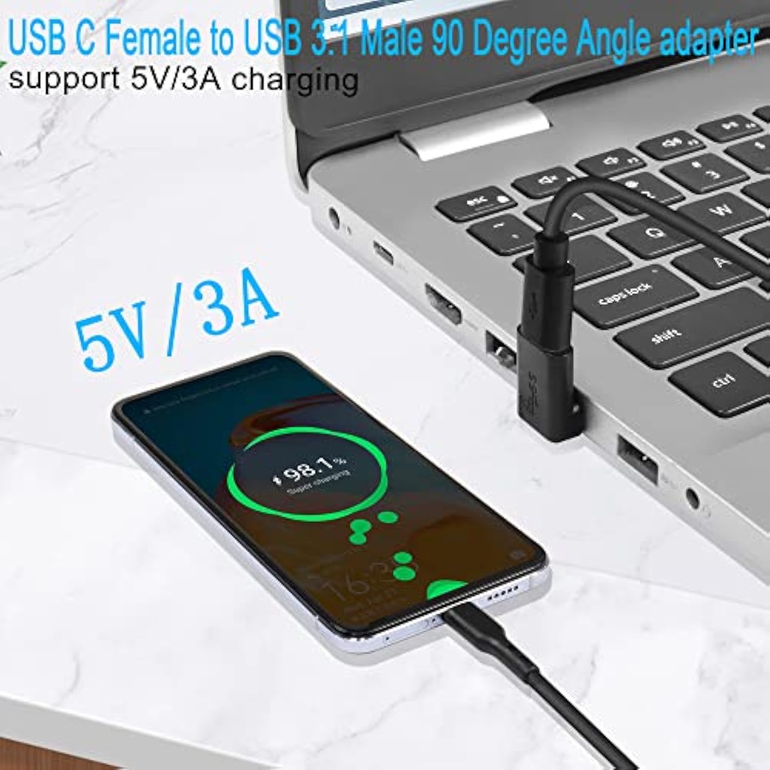 10Gbps Usb 3.1 To Usb C 90° Angle Adapter Usb A Male To Usb C Female L-Shaped