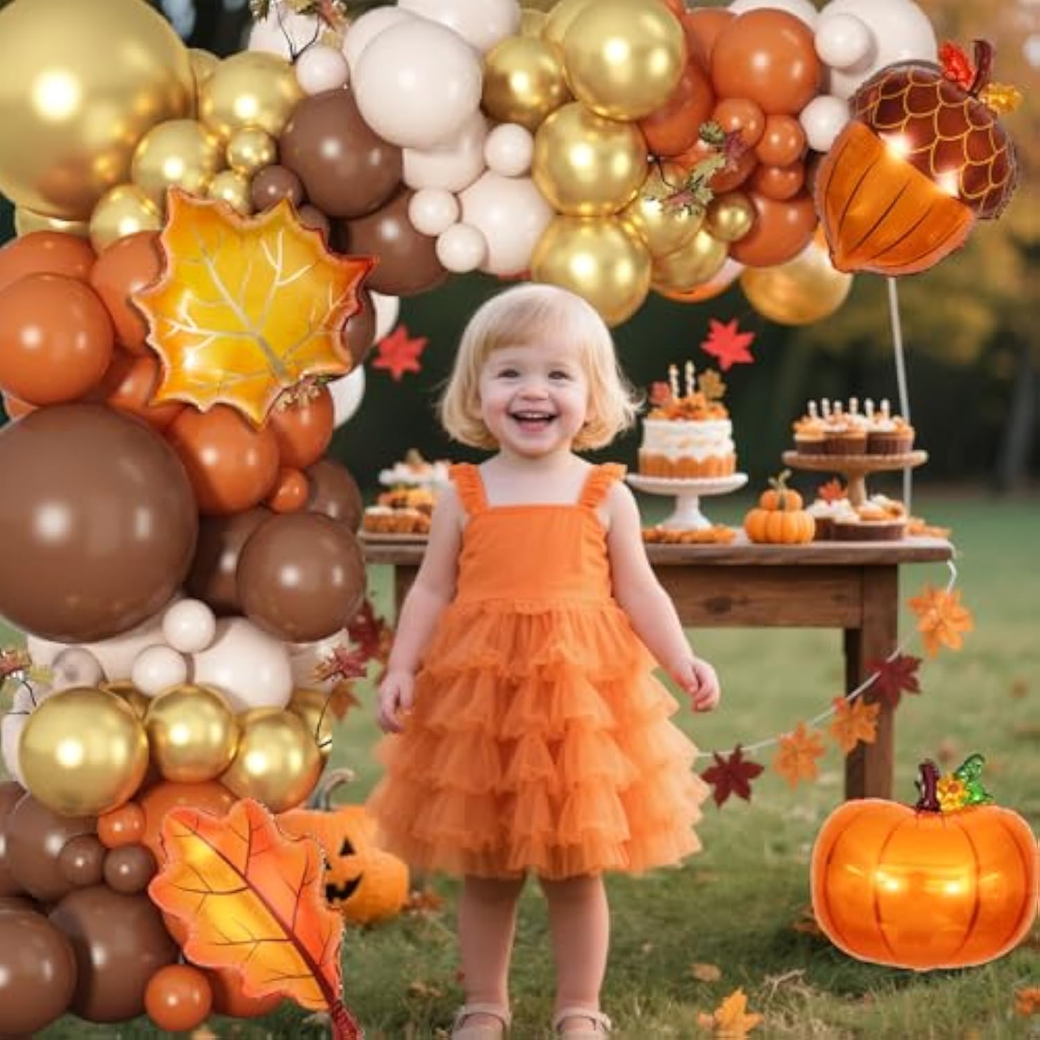 Fall Balloon Arch Kit 130PCS Thanksgiving Pumpkin Balloons for Autumn Baby Shower Party