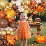 Fall Balloon Arch Kit 130PCS Thanksgiving Pumpkin Balloons for Autumn Baby Shower Party