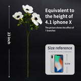 Artificial Flowers,Silk Flowers 4Pcs 23Inch White Faux Flowers For Vase,Fake Flower For Wedding Kitchen Garden Party Shop Office Home Décor