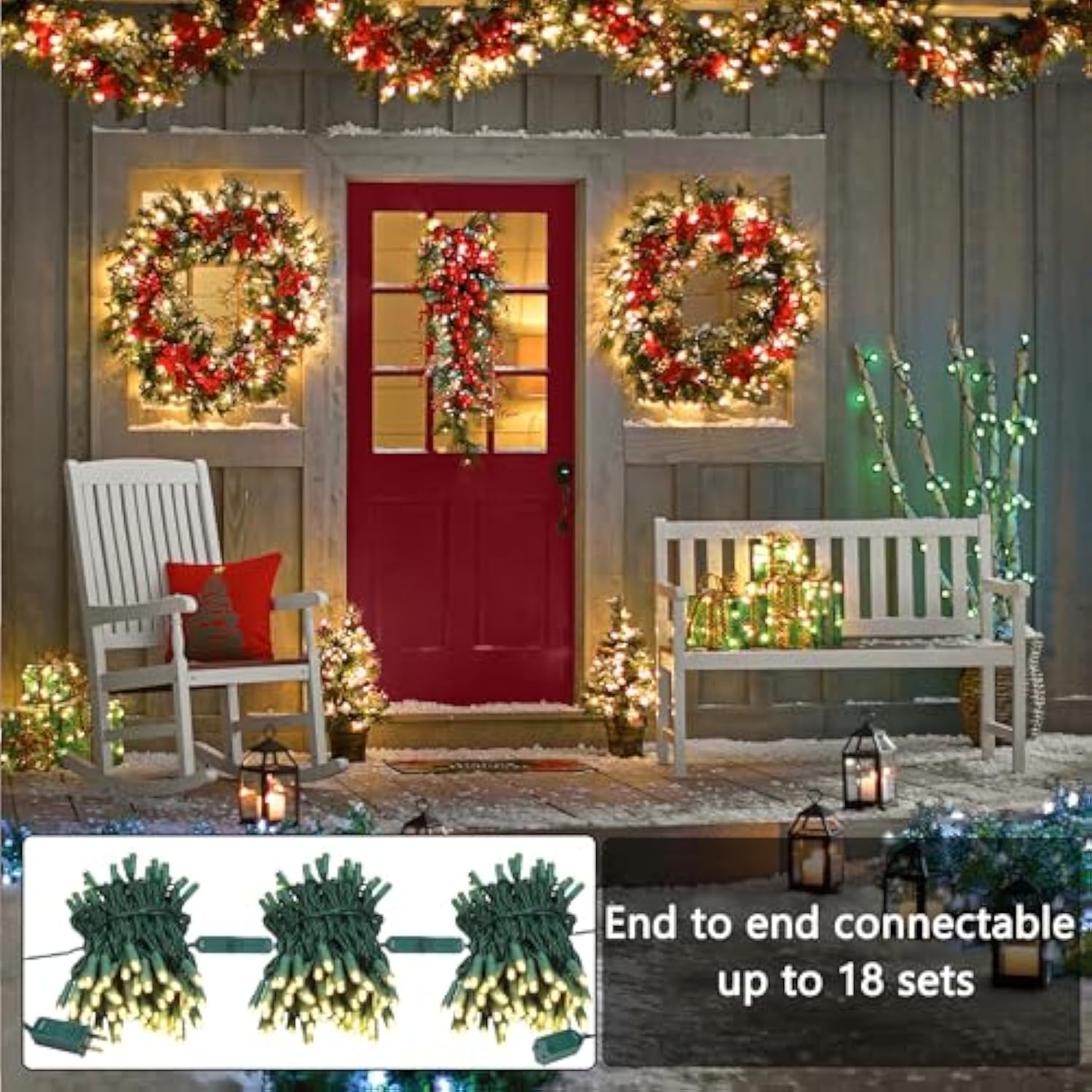 Christmas Lights, 33Ft 100 Led 5Mm Wide Angle Gentle Twinkle, Warm White, 120V Ul Certified Connectable String Lights Fo
