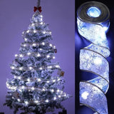 Christmas Tree Decorations Ribbon Lights, 32Ft 100 Led String Lights, Battery-Powered Copper Wire Christmas Tree Ribbon