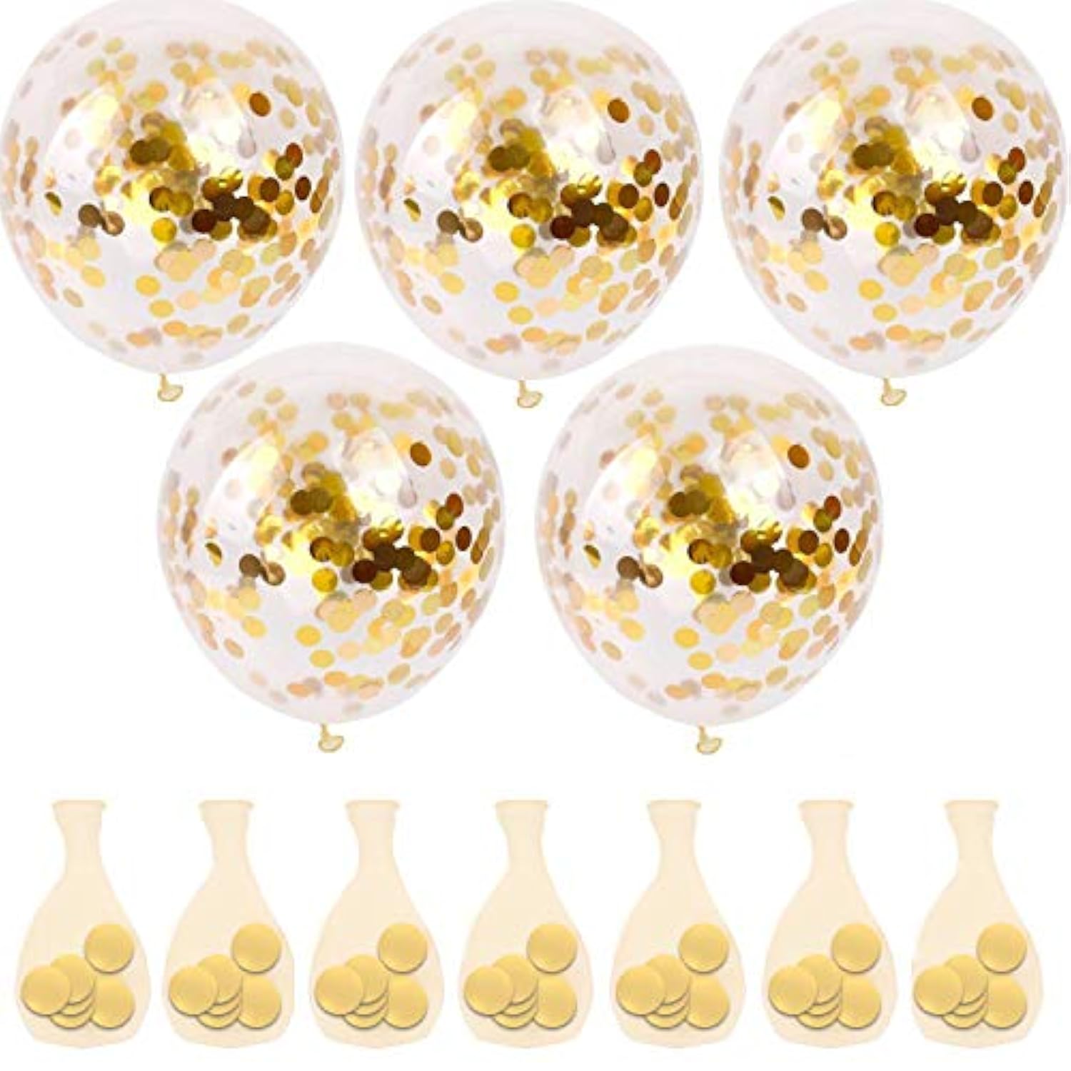 50Pcs Gold Confetti Latex Balloons, 12 Inch Gold Balloons With Golden Paper Dots For Graduation Wedding Birthday Baby Shower Party Decorations