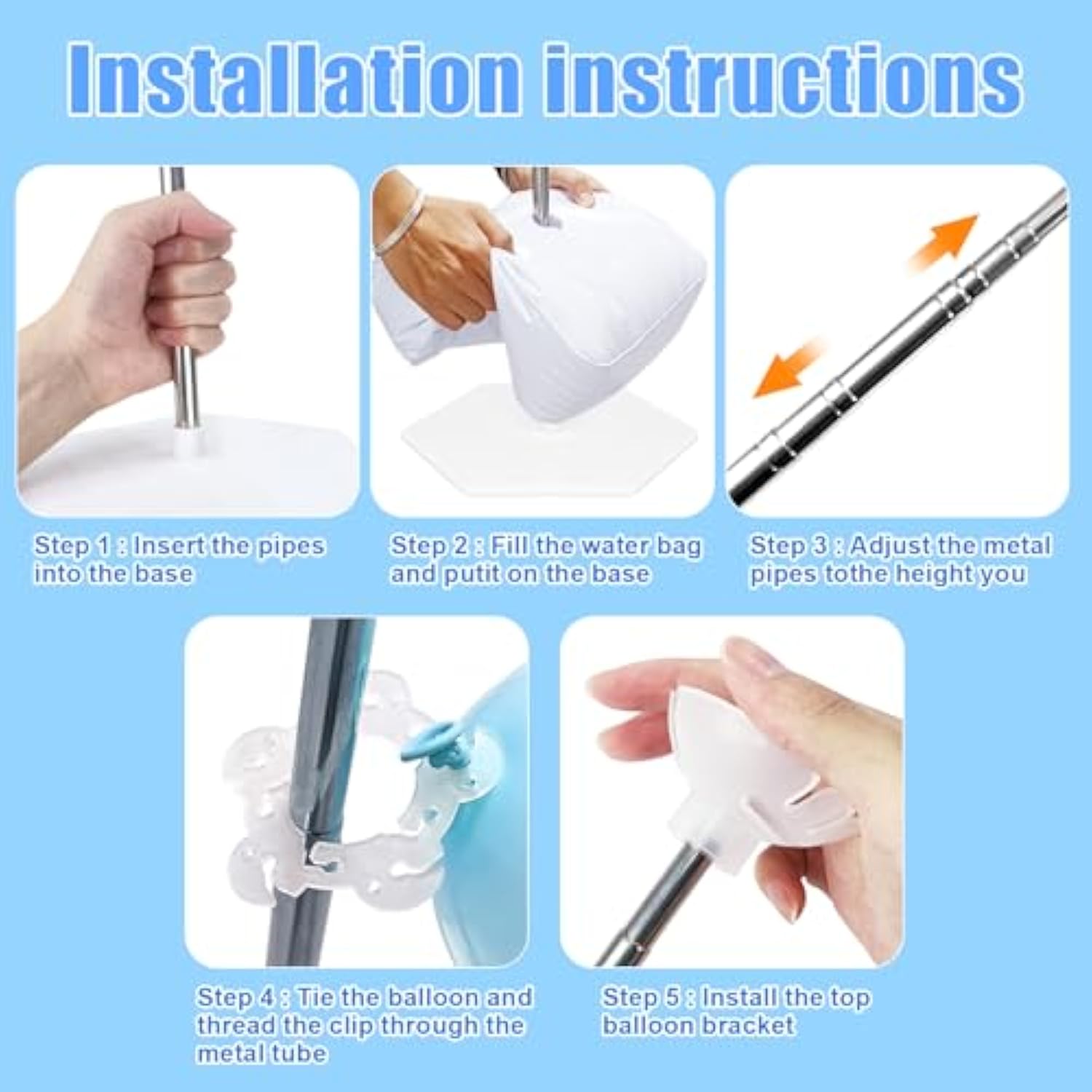 4-Pc Balloon Column Stand Set 6.6ft Adjustable Kit for Party Decor