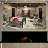 Halloween Photography Backdrop Mural with Witches Tomb Pumpkins Bats Spider Party Decor