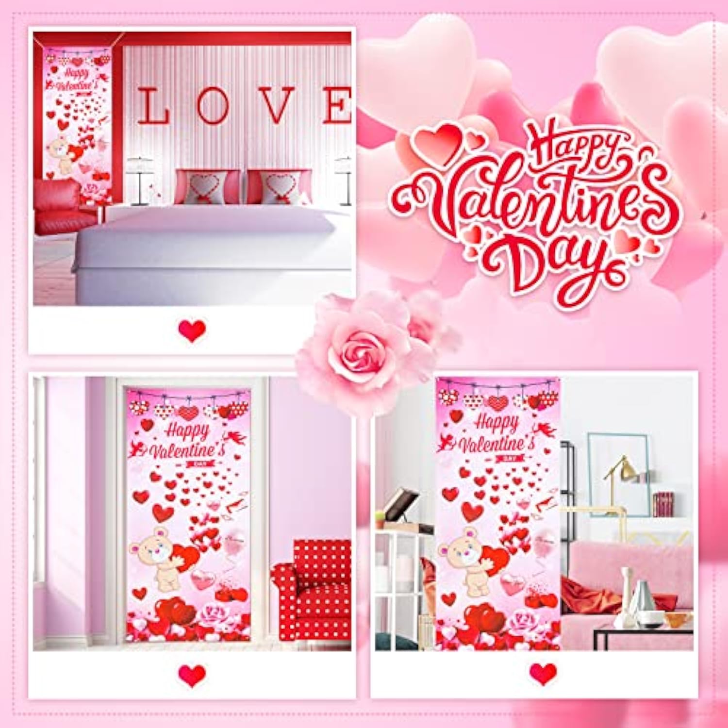 Happy Valentine'S Day Door Cover Large Fabric Valentines Day Accessori