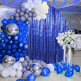 3 Pack 3.3 X 9.9 Ft Dark Blue Foil Fringe Backdrop Curtain, Streamer Backdrop Curtains, Streamers Birthday Party Decorations, Blue Tinsel Curtain For Parties, Galentines Decor, Baby Shower