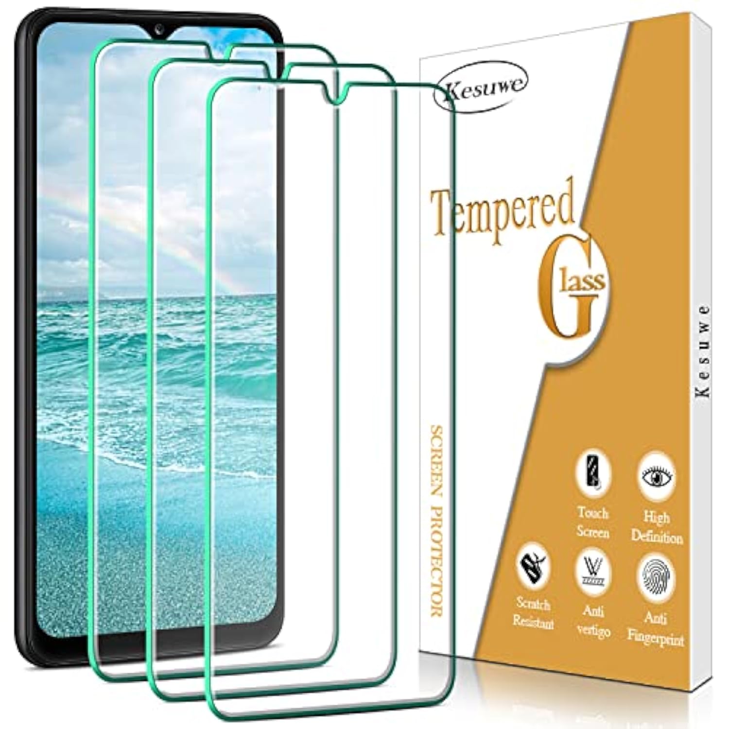[3-Pack] Screen Protector For Samsung Galaxy A12 Tempered Glass, 9H Hardness, Anti Scratch, Bubble Free, Easy To Install, Case Friendly