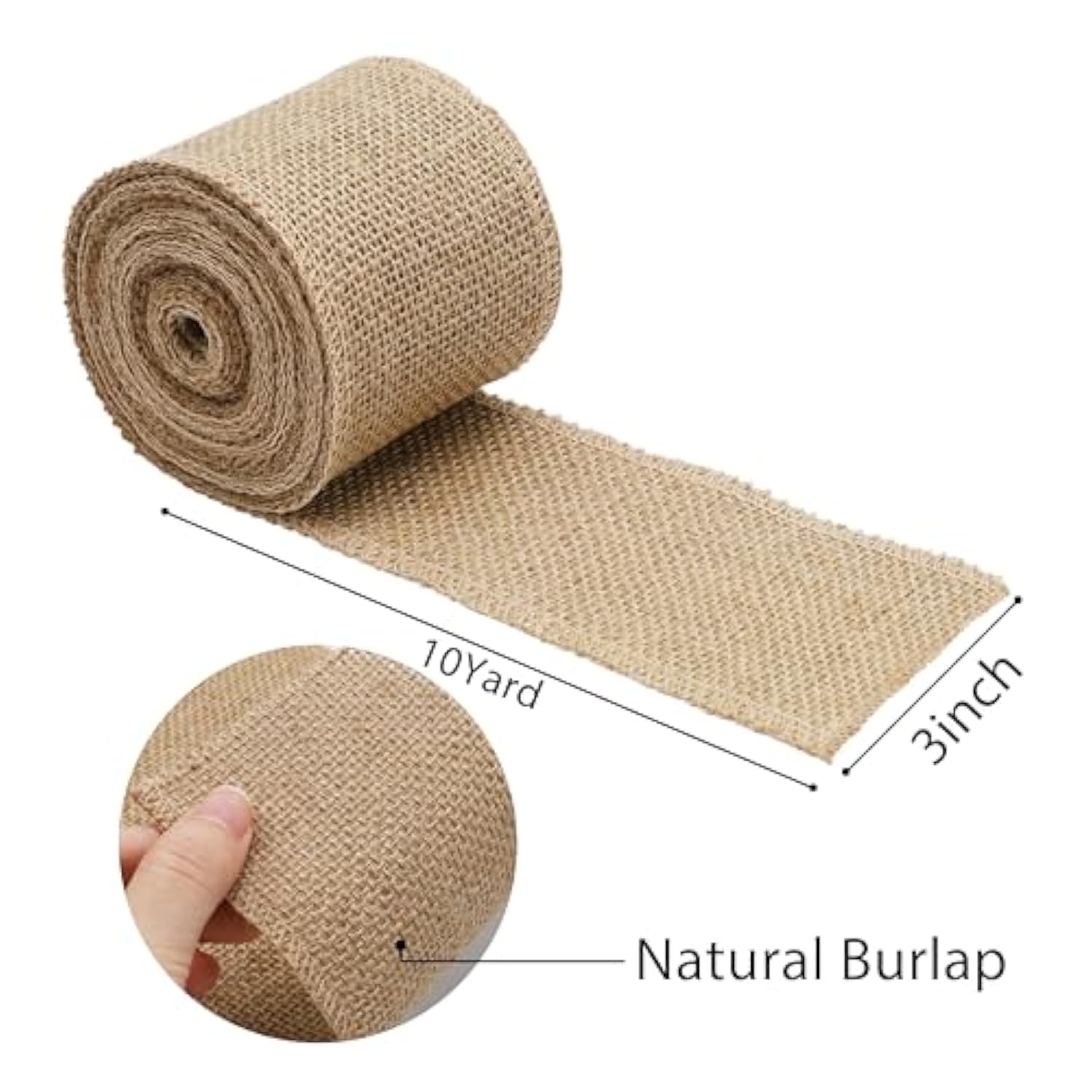 3" Wide Burlap Fabric Craft Ribbon 10 Yards, 01 Tan