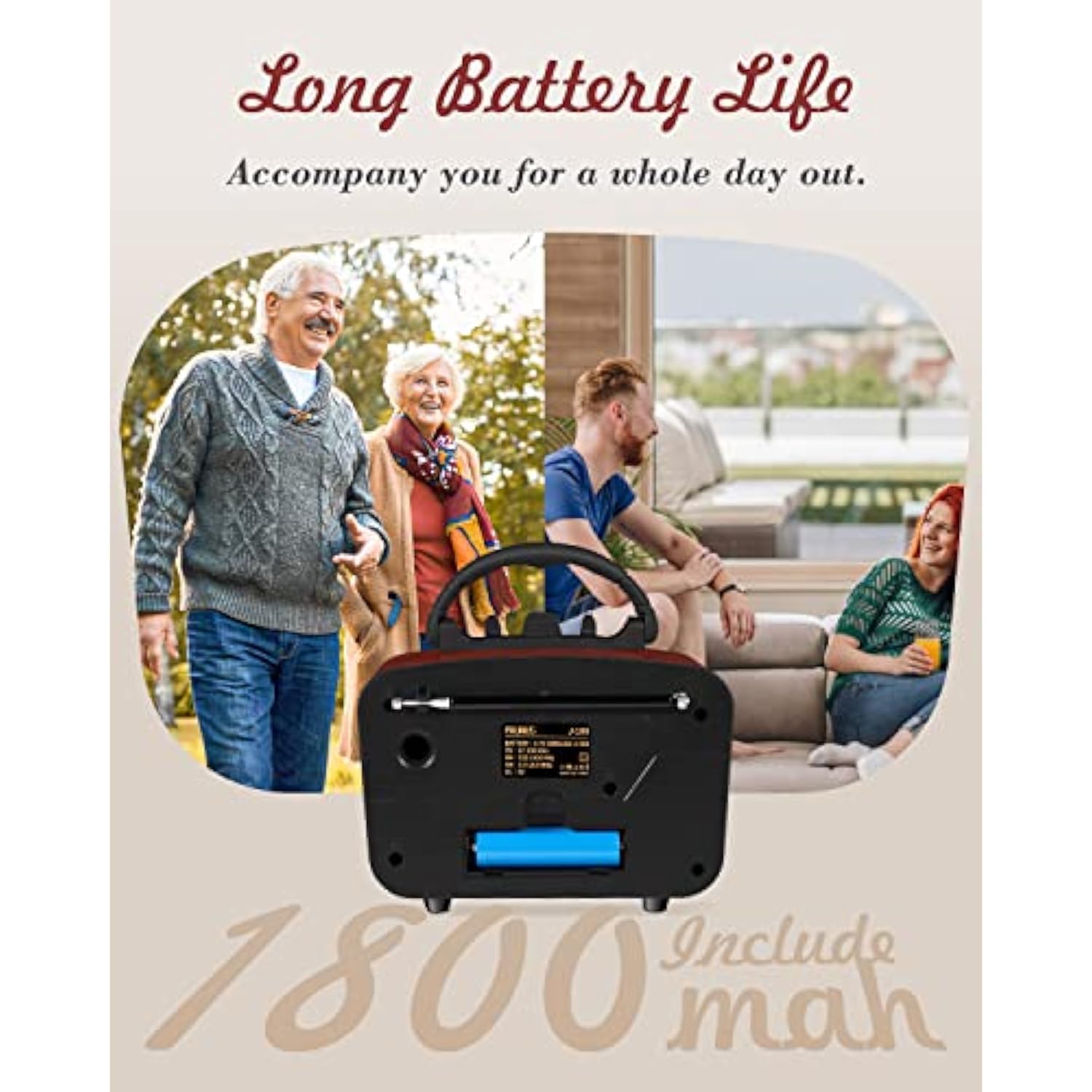 J-180 Vintage Retro Radio Bluetooth Speaker With Stereo Sound, Am Fm Radio Portable With Loud Volume, Bt5.0, Tf Card & Mp3 Player, Rechargeable Speaker