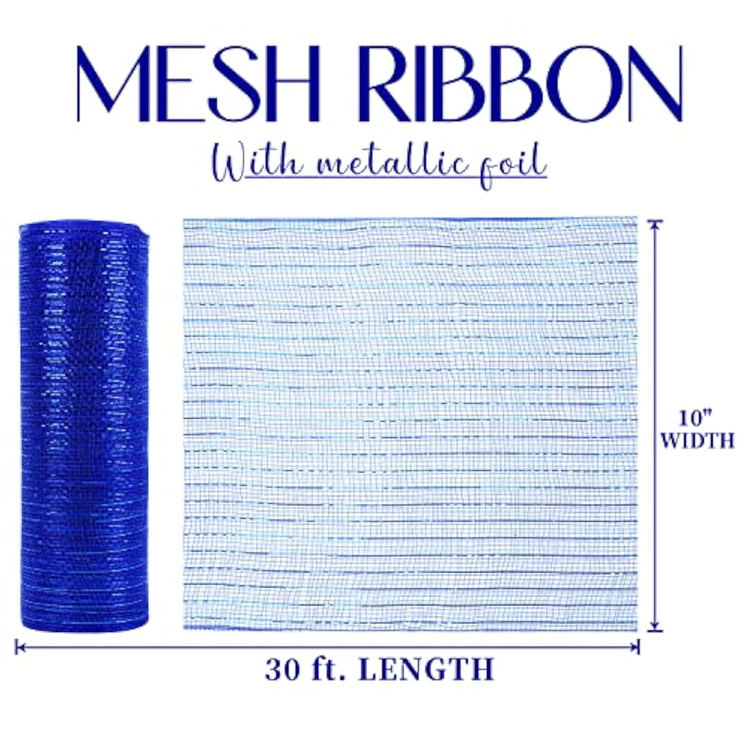 Cobalt Blue Mesh Ribbon For Wreaths 10 Inch Metallic Royal Blue Mesh R