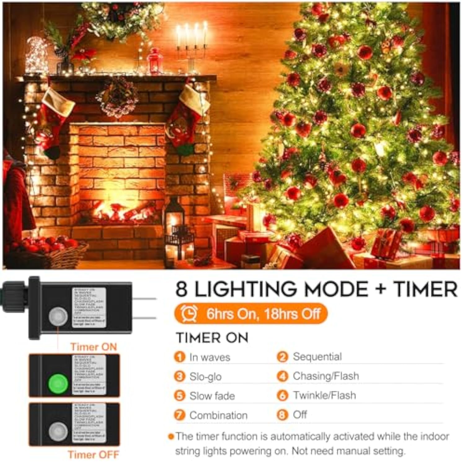 66Ft 200 Led Christmas Light, Twinkle Xmas Lights With 8 Modes And Timer, Outdoor Waterproof Christmas Tree Lights For R