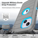 Heavy Duty iPhone 14 Case with 2 Screen Protectors, 3-Layer Rugged Durable Military Grade Cover for Apple iPhone 14 6.1 Inch, Gray and Blue Color Combination