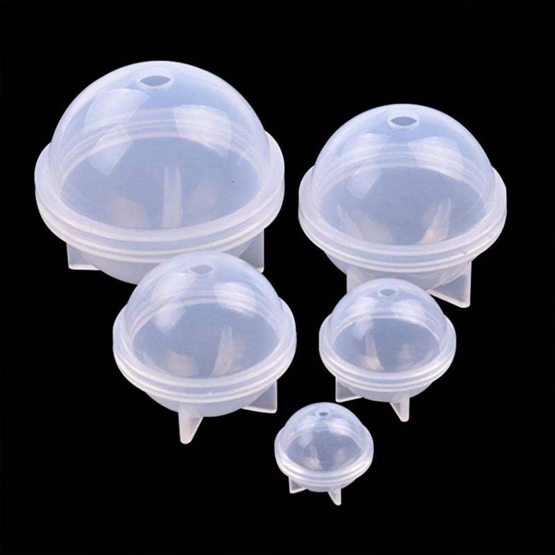 5 Pcs Sphere Resin Molds Round Silicone Molds Globe Ball Casting Moulds For Epoxy Resin Diy Necklace Jewelry Soap, Candle Bath Bomb Making