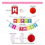 16pcs Happy Birthday Banner Set with Honeycomb Balls, Swirls & Paper Garland Decor