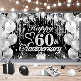 Black & Silver 60th Diamond Anniversary Party Banner