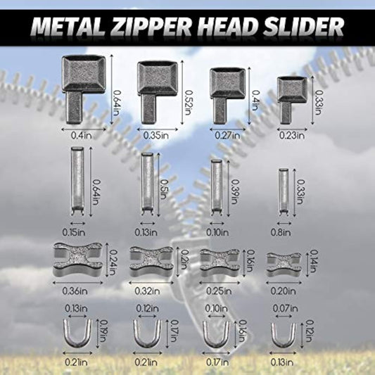 Metal Zipper Head Slider, 4 Sizes Zipper Bottom Sliders Retainer Inser