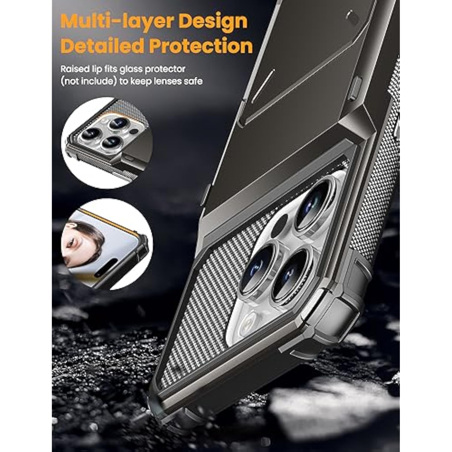 For Iphone 15 Pro Max Case 6.7 Wallet 5 Credit Card Holder Slot Flip Cover Design Back Pocket Scratch Resistant Hard Shell Hybrid Protective Bumper Armor For Iphone 15 Pro Max Gunmetal Bronze