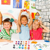 Thank You For Coming Gifts For Kids - Space Party Favors - 24 Pcs Space Cards With Art Supplies - Astronaut Wood Painting Craft Kits - Kids Birthday Boys Girls Gifts Bulk